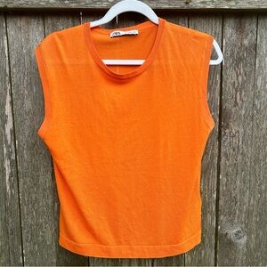 Zara Sleevless Orange Top Size M